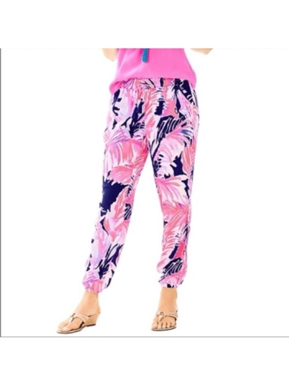 LILLY PULITZER True Blue Paradise Point Piper Pull On Pants Size Small - Picture 2 of 5